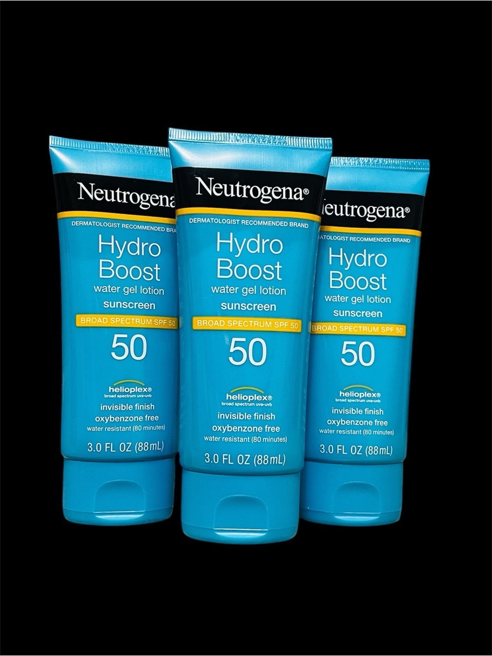 3X Neutrogena Hydro Boost Water Gel Sunscreen SPF 50 - Turquoise Blue Tubes